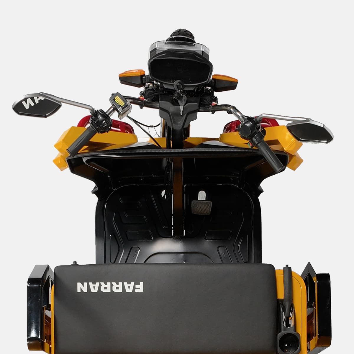 Motorcycle with visible branding on a white background