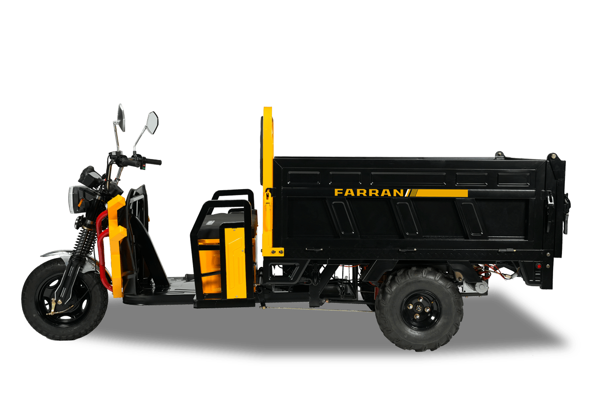 Motorcycle with a cargo trailer on a black background