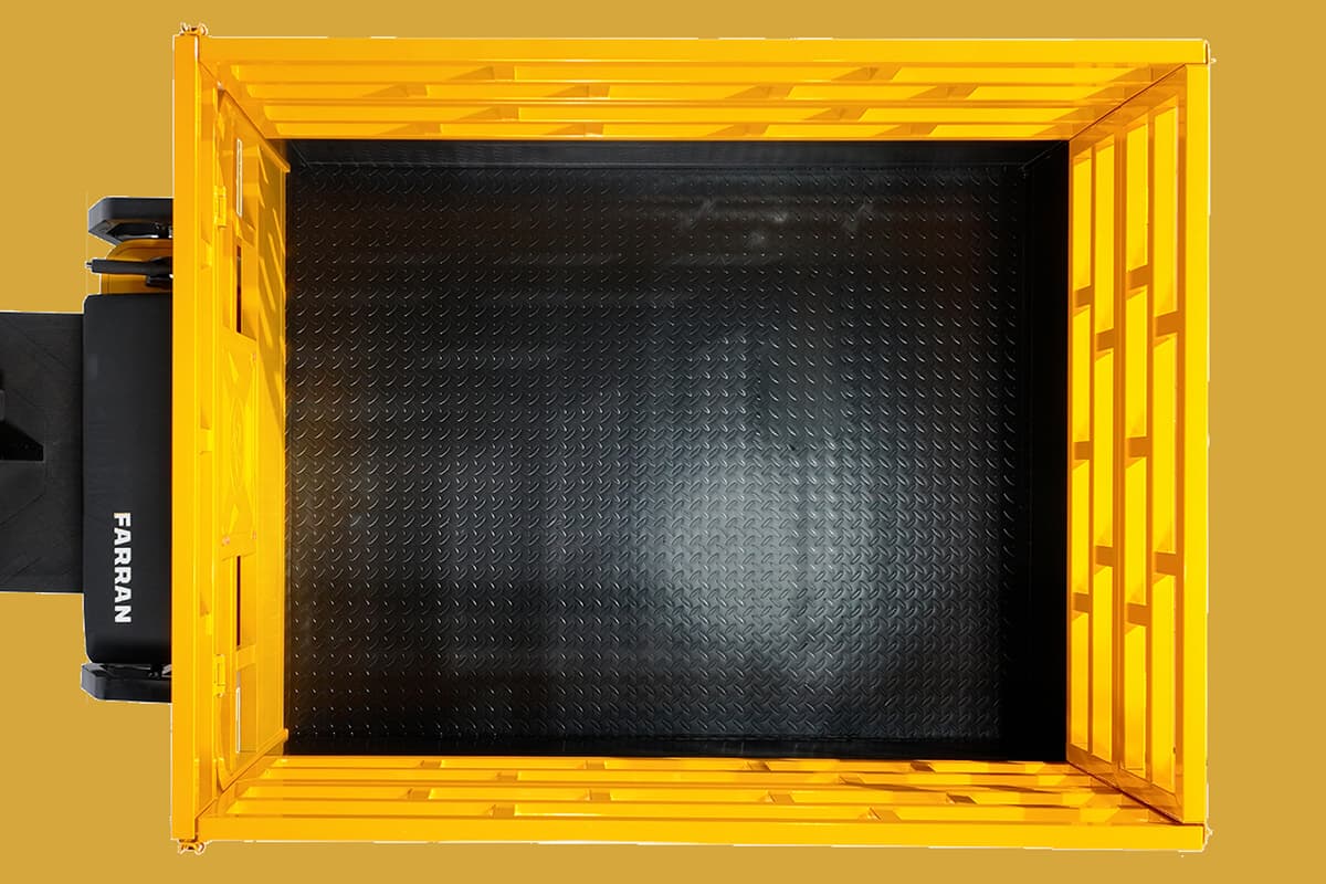 Yellow portable light with black interior on a yellow background