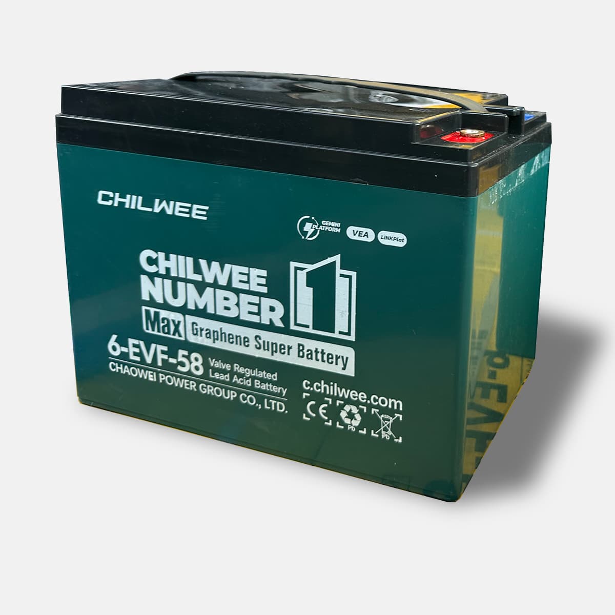 Chilwee battery on a white background