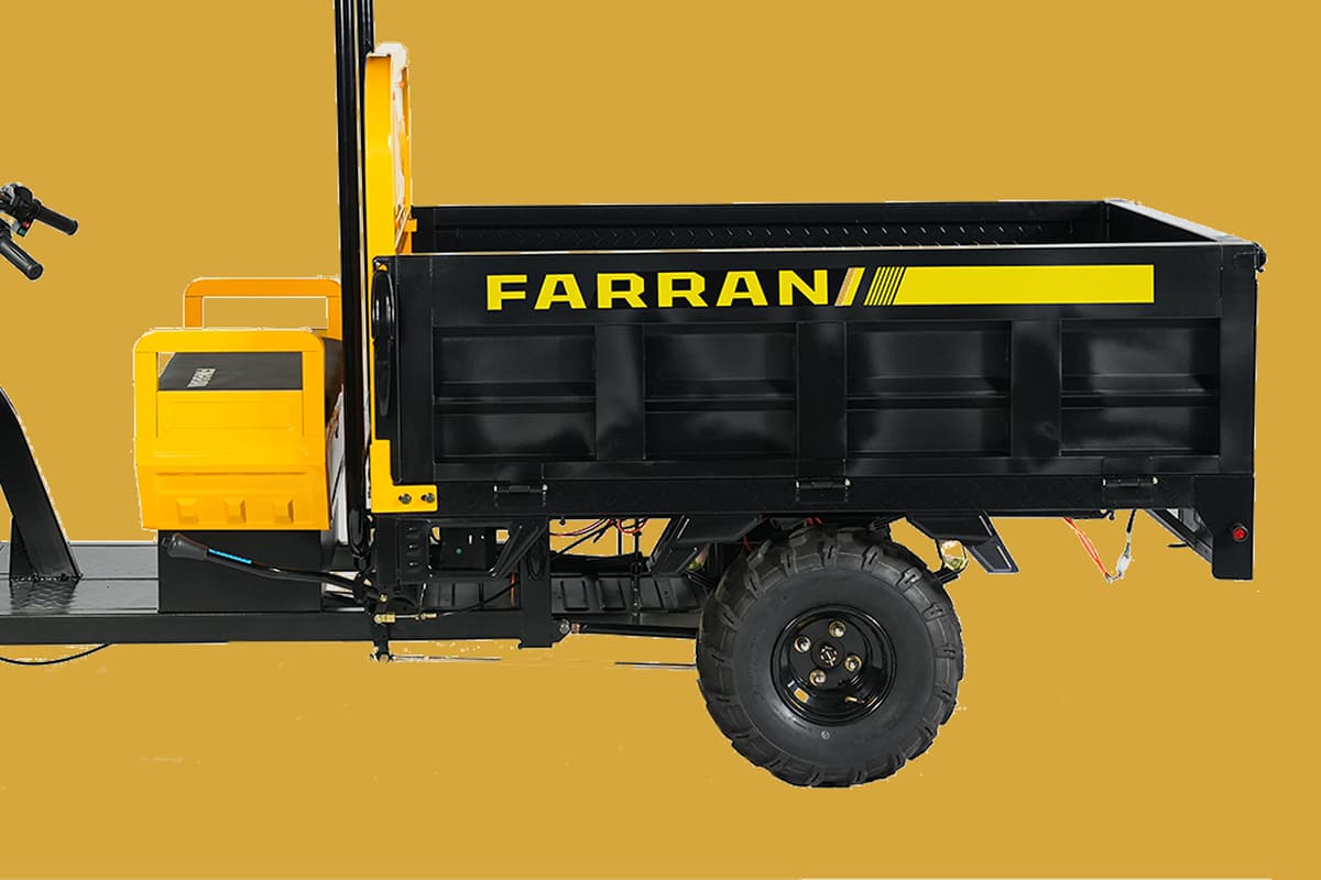 Yellow and black trailer with 'FARRAN' branding on a yellow background