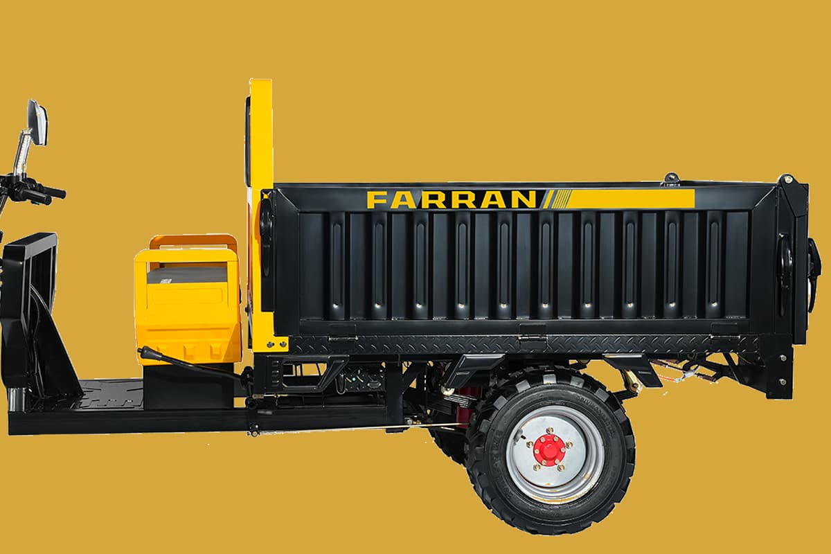Black and yellow trailer with 'Farran' branding on a yellow background
