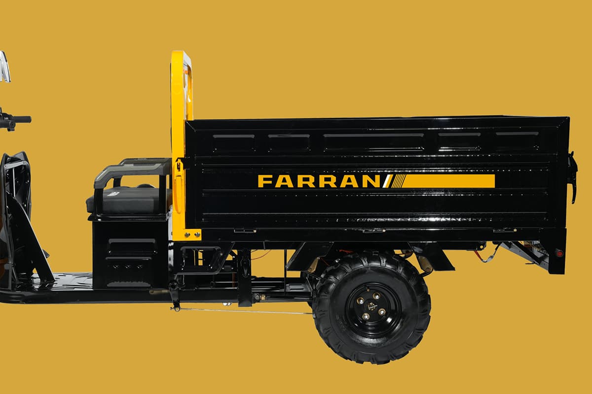 Black and yellow truck with 'Farran' branding on a yellow background
