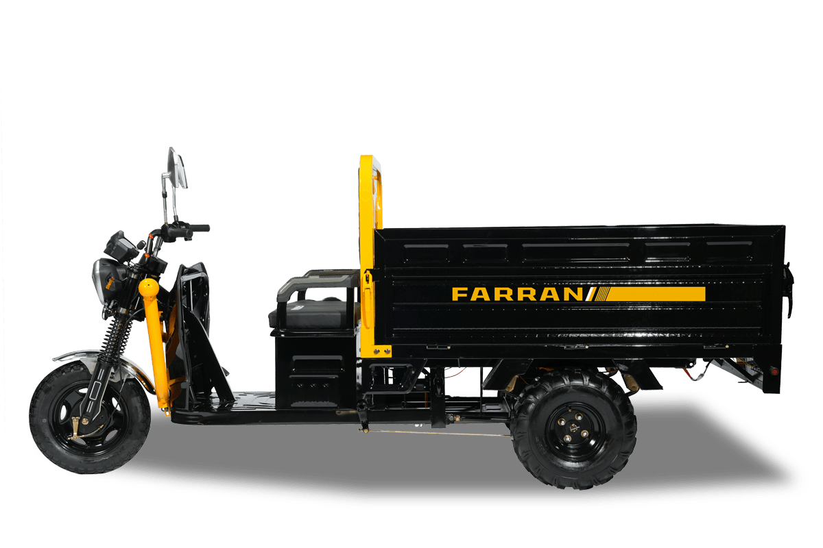 Black and yellow three-wheeled vehicle with 'FARRANI' branding on a white background